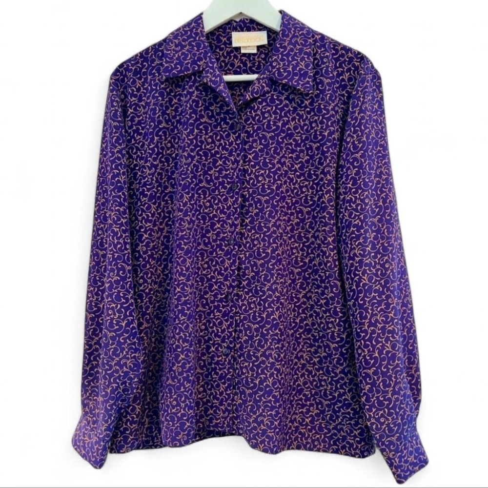 💜Pendleton Sophisticates Purple & Gold Button Down Blouse